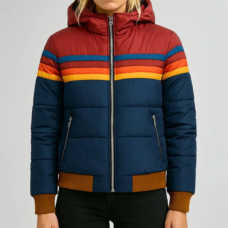 Silamodaâą | Chaqueta acolchada de rayas retro