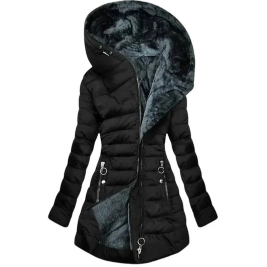 Chaqueta de plumas elegante con capucha extragrande