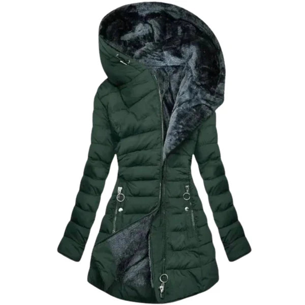 Chaqueta de plumas elegante con capucha extragrande