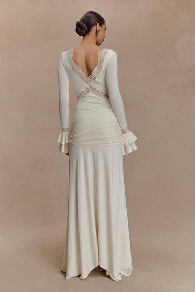 Electra Vestido largo de encaje ajustado - Marfil