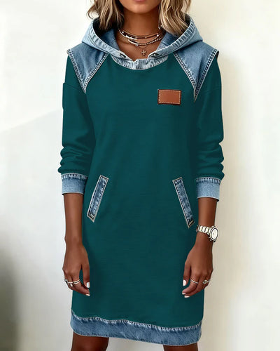 Vestido Capucha Contraste Urbano