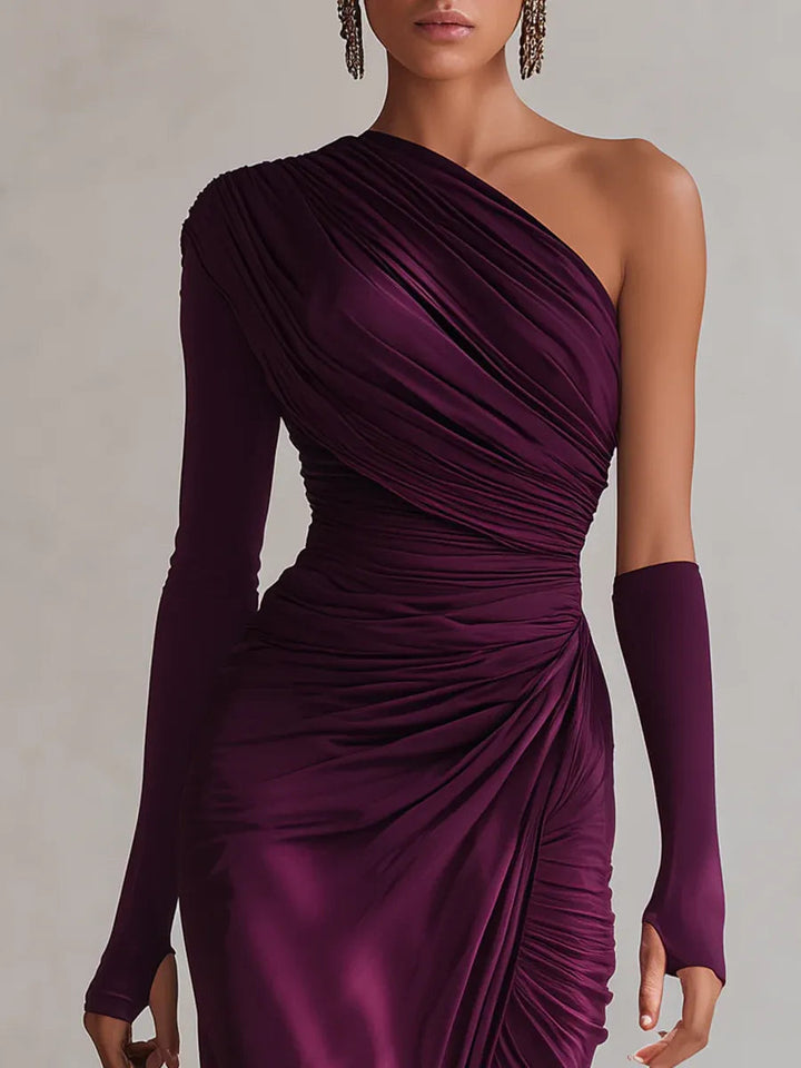 Rosalia™ - Elegante y sexy vestido largo morado de un solo hombro