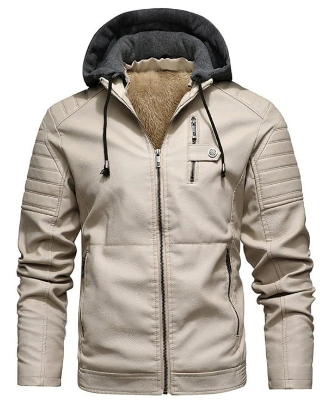 Daniel | Chaqueta con capucha y cremallera efecto piel