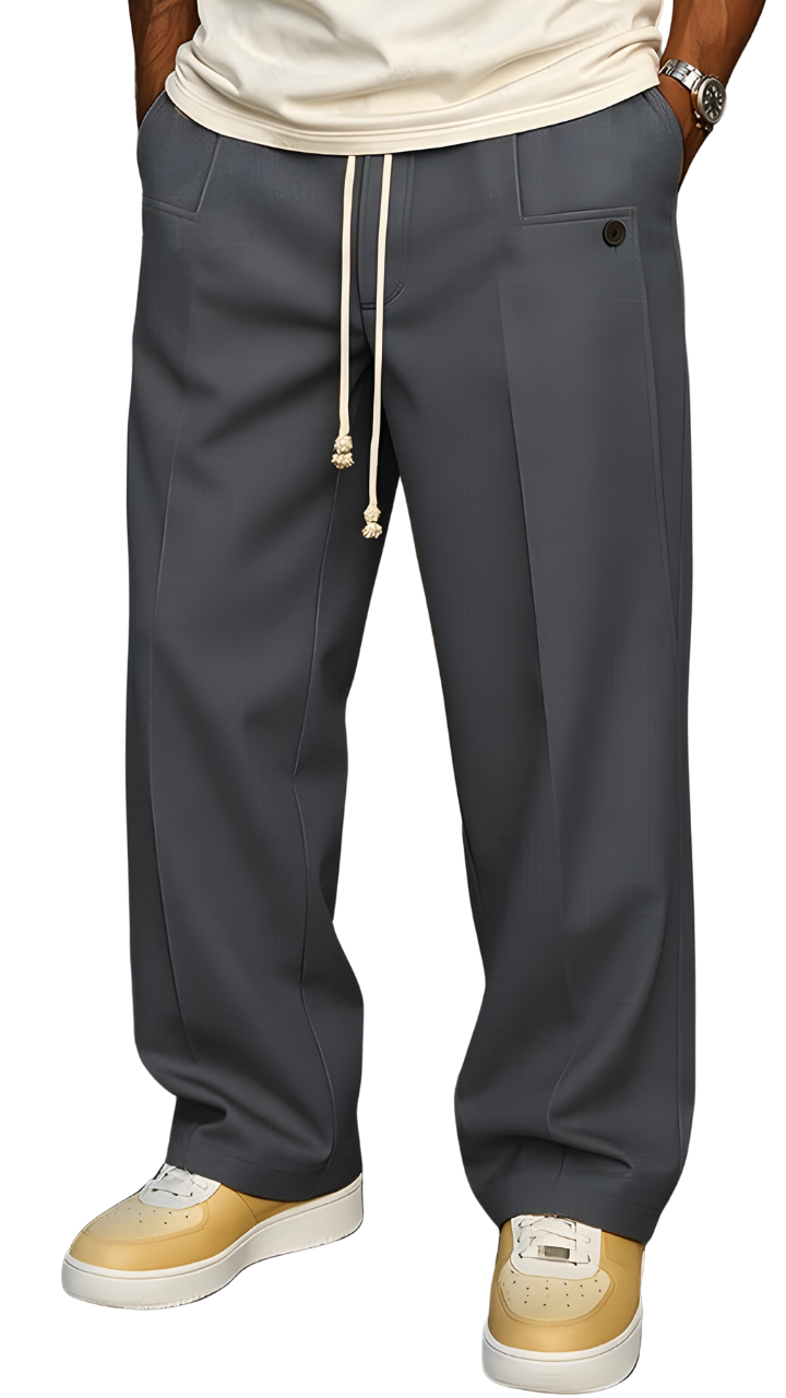 Pantalones con cordón ajustable de estilo urbano y cómodo