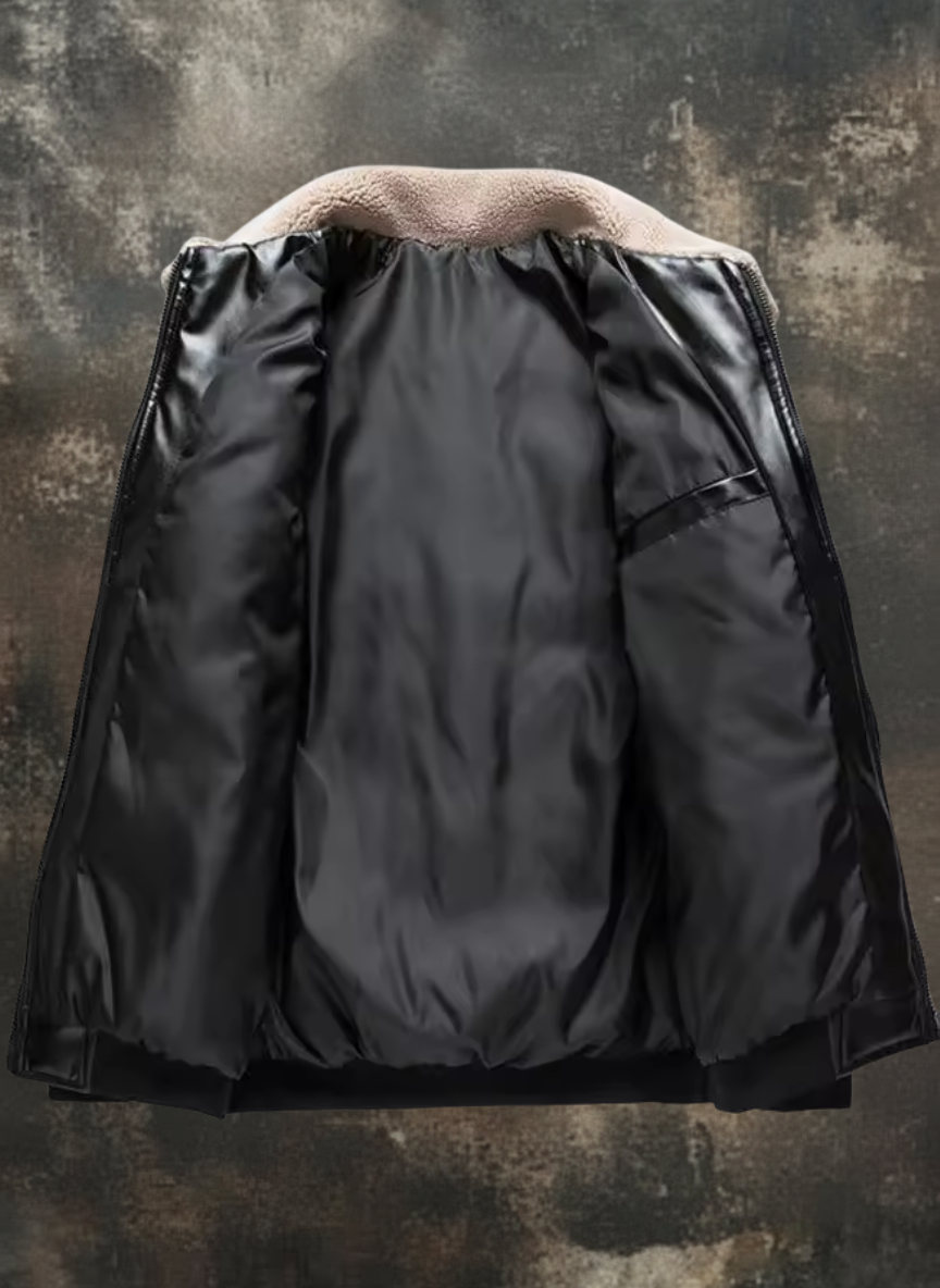 Chaqueta vintage cálida y suave confeccionada en cuero flexible