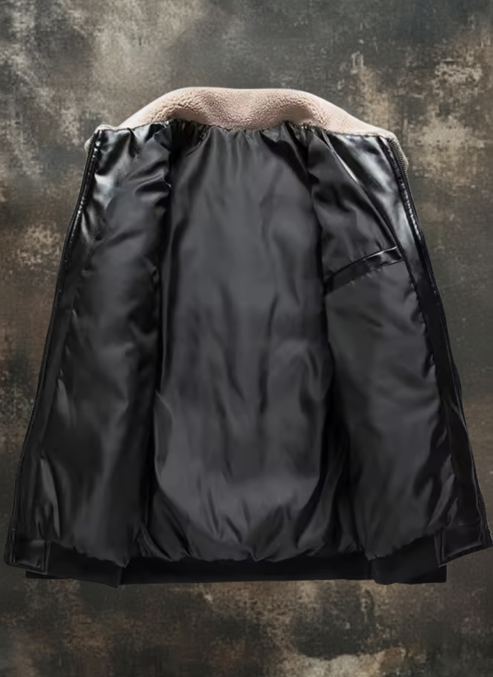 Chaqueta vintage cálida y suave confeccionada en cuero flexible