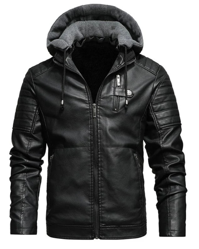 Daniel | Chaqueta con capucha y cremallera efecto piel