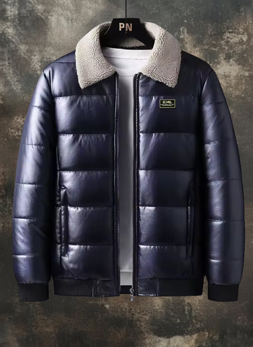 Chaqueta vintage cálida y suave confeccionada en cuero flexible