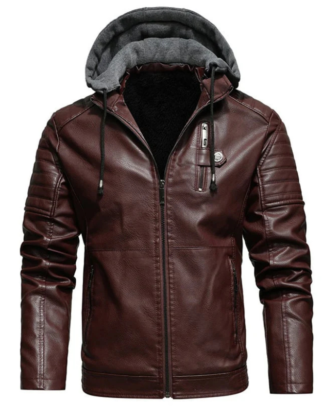 Daniel | Chaqueta con capucha y cremallera efecto piel