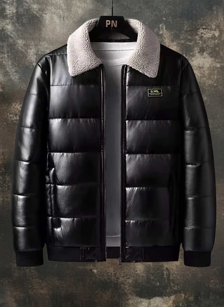 Chaqueta vintage cálida y suave confeccionada en cuero flexible