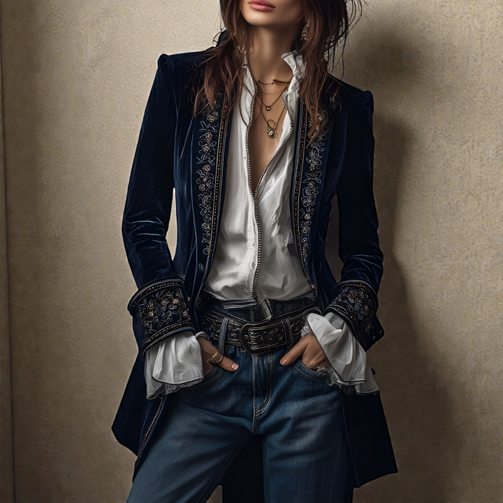 Nuria™ | Elegante chaqueta de terciopelo