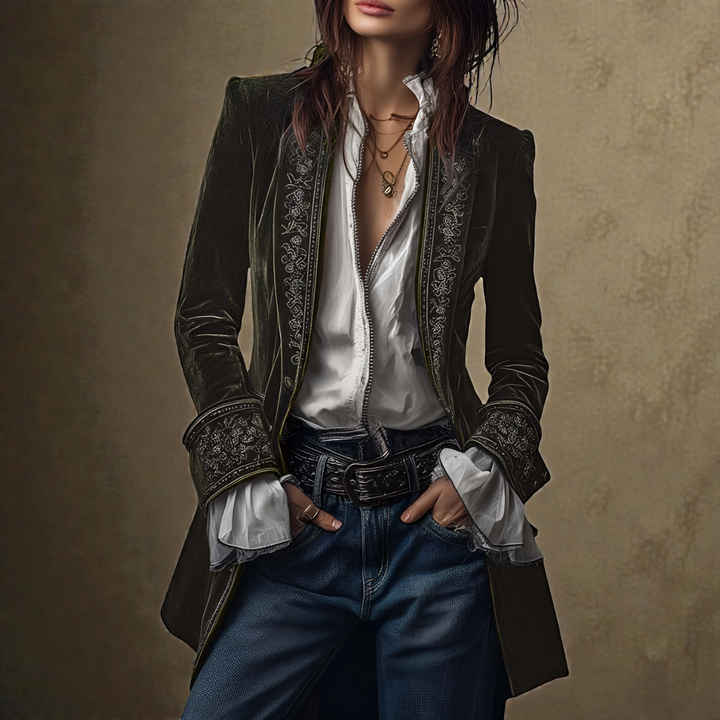 Nuria™ | Elegante chaqueta de terciopelo