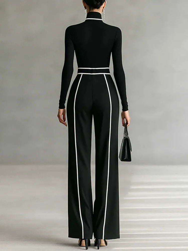 Traje de invierno top Jersey y pantalones de pierna ancha