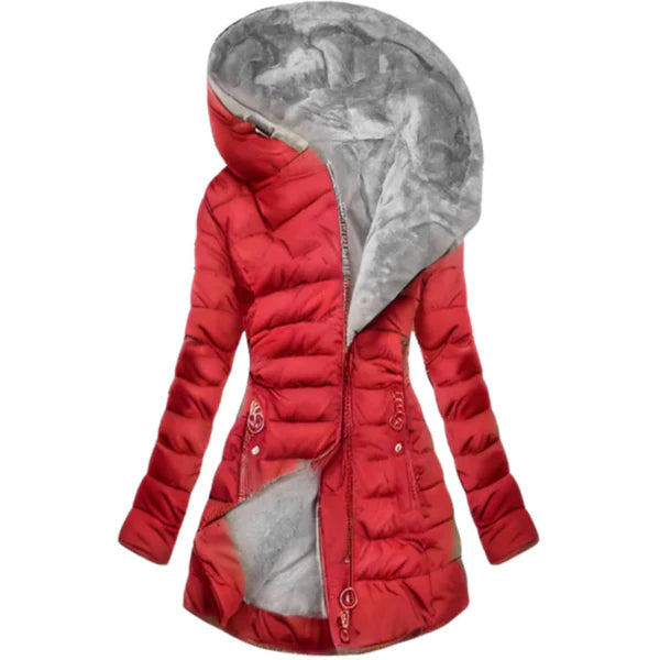 Chaqueta de plumas elegante con capucha extragrande