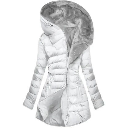 Chaqueta de plumas elegante con capucha extragrande