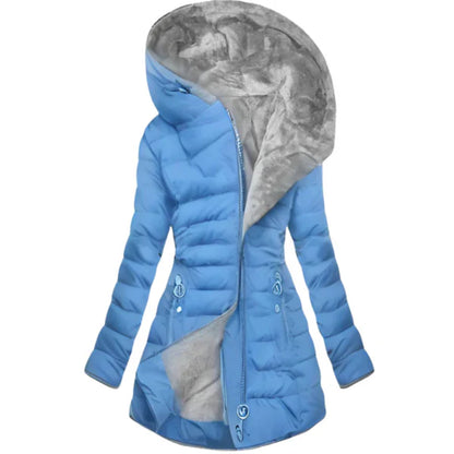 Chaqueta de plumas elegante con capucha extragrande