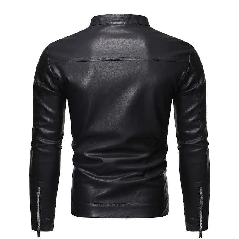 Chaqueta de piel con cuello alto