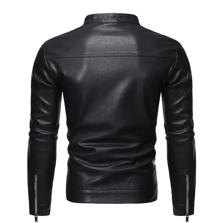 Chaqueta de piel con cuello alto